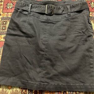 Free People Belted Zip Denim Mini Skirt Size 12 Washed Black Color